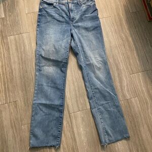 Express 90's Slim Super High Rise Raw Hem Women's size 12 Light Wash Denim jeans